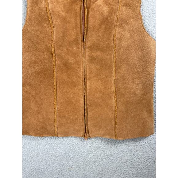 Vintage Express Womens Size M Leather Suede Sherpa Lined Full Zip Jacket Vest - Picture 9 of 14